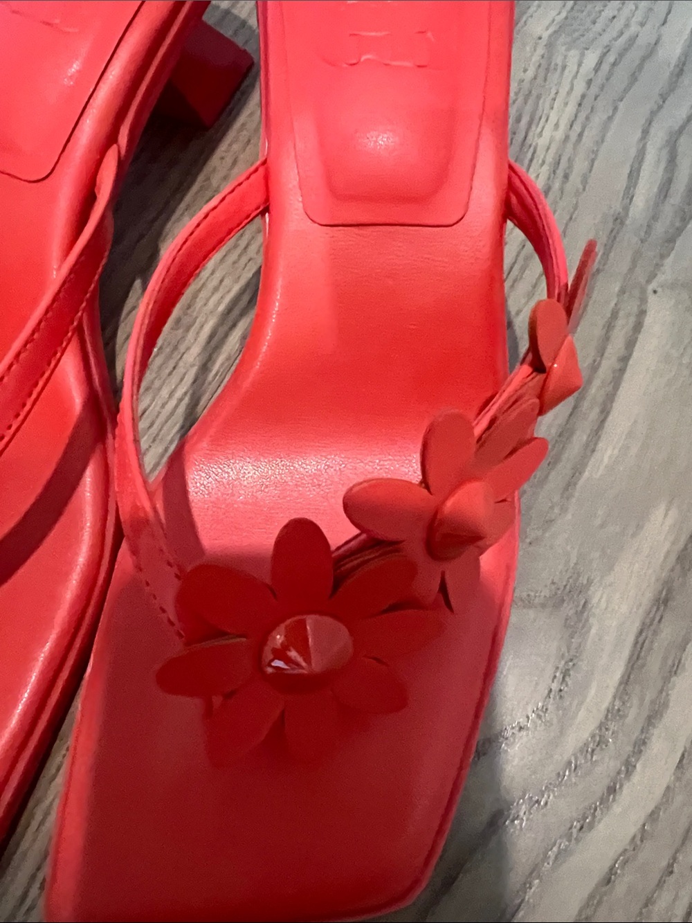 Gianni Bini Orange Floral Square-Toe Slide Sandals - Picture 4 of 4